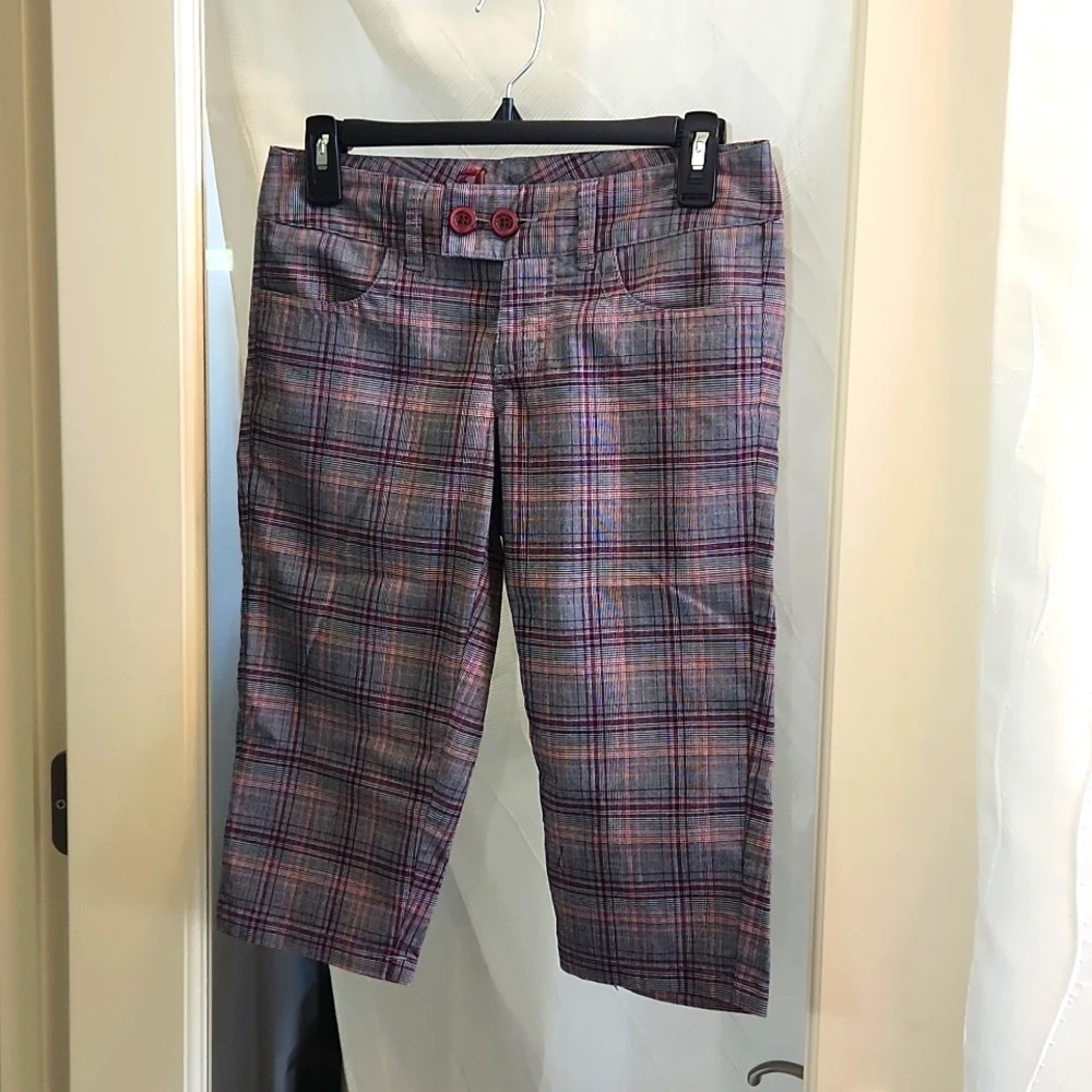 Jou Jou Premium Plaid Capri Pants - Picture 1 of 4